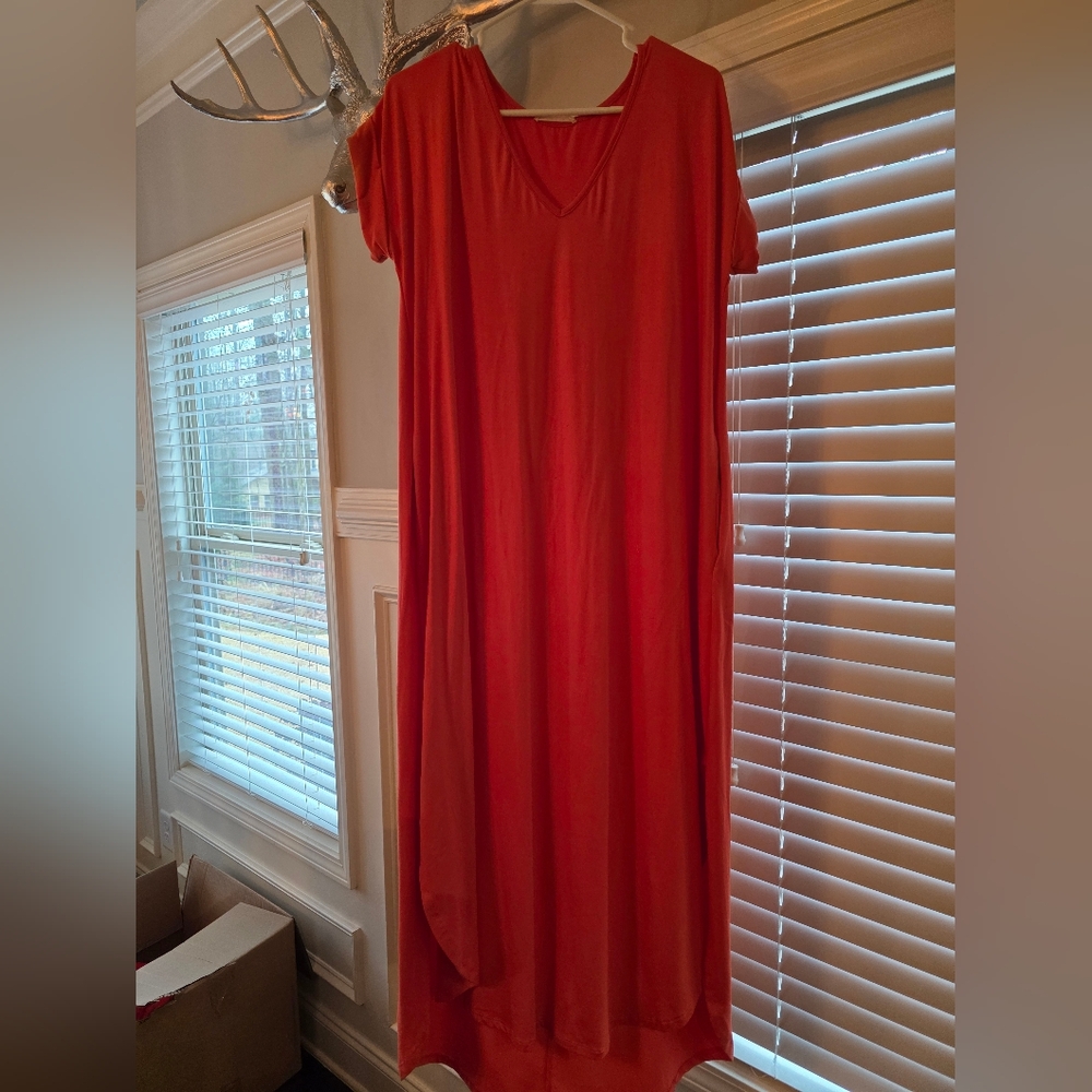 Everyday Pocket Maxi Dress, Tangerine